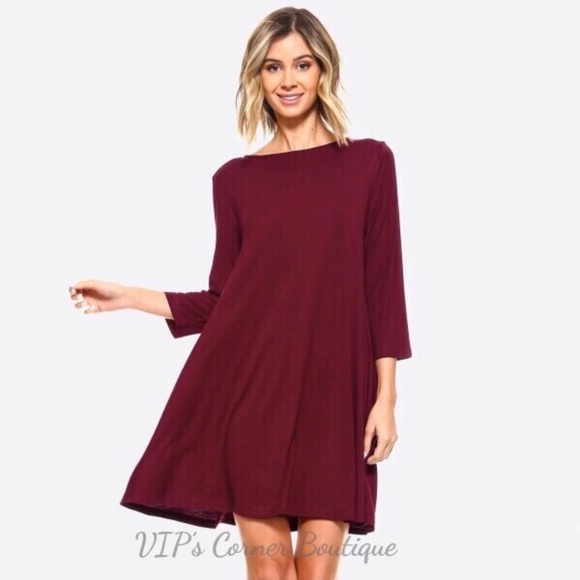 Yelete Tops - ✻Final Price Drop! Burgundy Jersey Shirt Dress